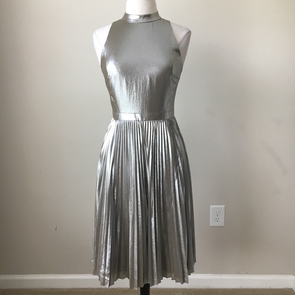 Ann Taylor Dresses & Skirts - Metallic Shimmer chiffon pleated dress